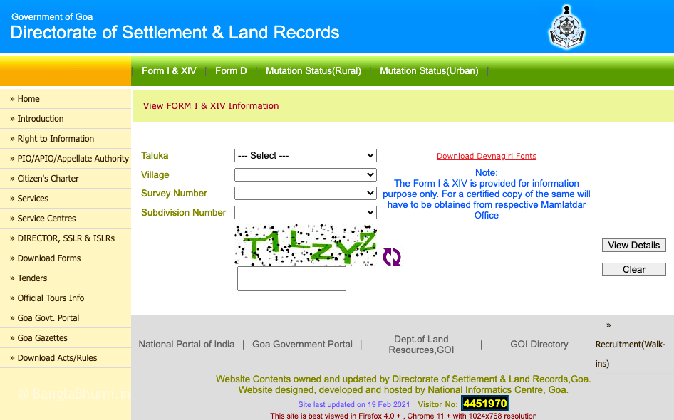 Goa Land Records - Land Map, Mutation ROR Reports, Plot Map Online