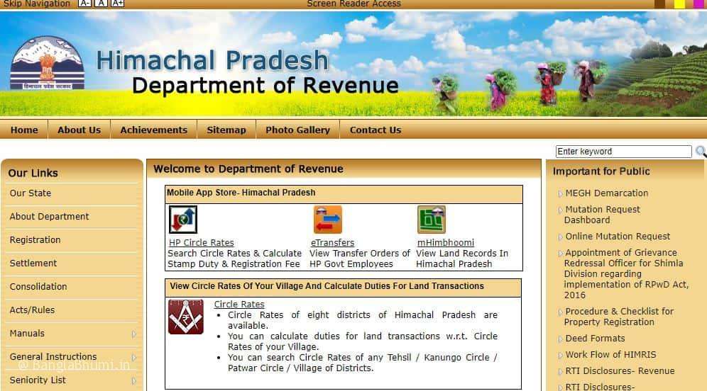 Himachal Pradesh Jamabandi Land Records, Khasra, Bhulekh Naksha Online