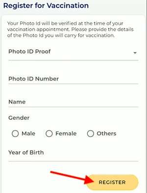 Cowin Register or Details for Vaccination