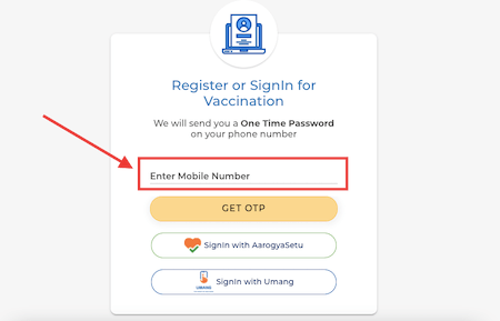 Cowin Register or SignIn for Vaccination