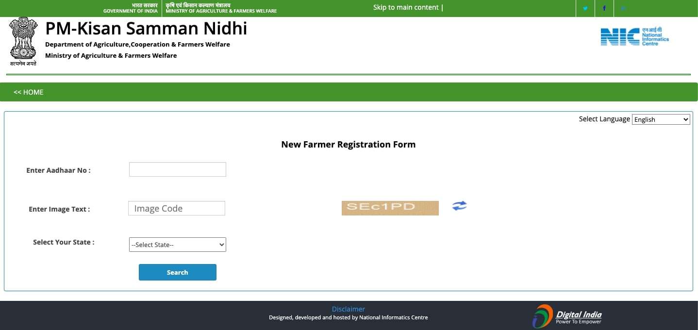 New Registration Pradhan Mantri Kisan Samman Nidhi Yojana