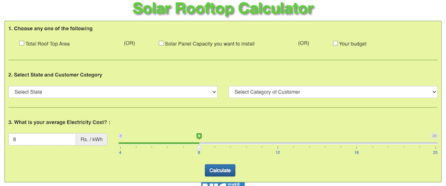 Solar Rooftop Scheme Calculator