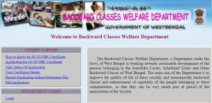 Backward Classes Welfare Department of West Bengal Government