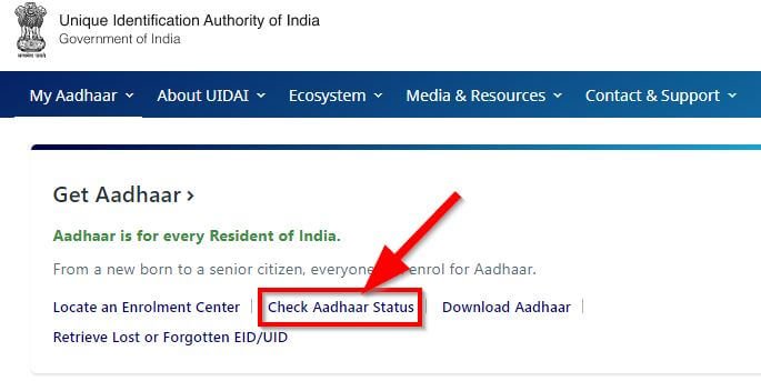 Aadhaar Card Status Check Online