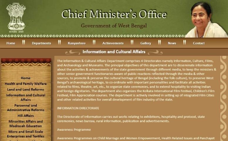 Information & Cultural Affairs Department of West Bengal Government wbcmo.gov.in