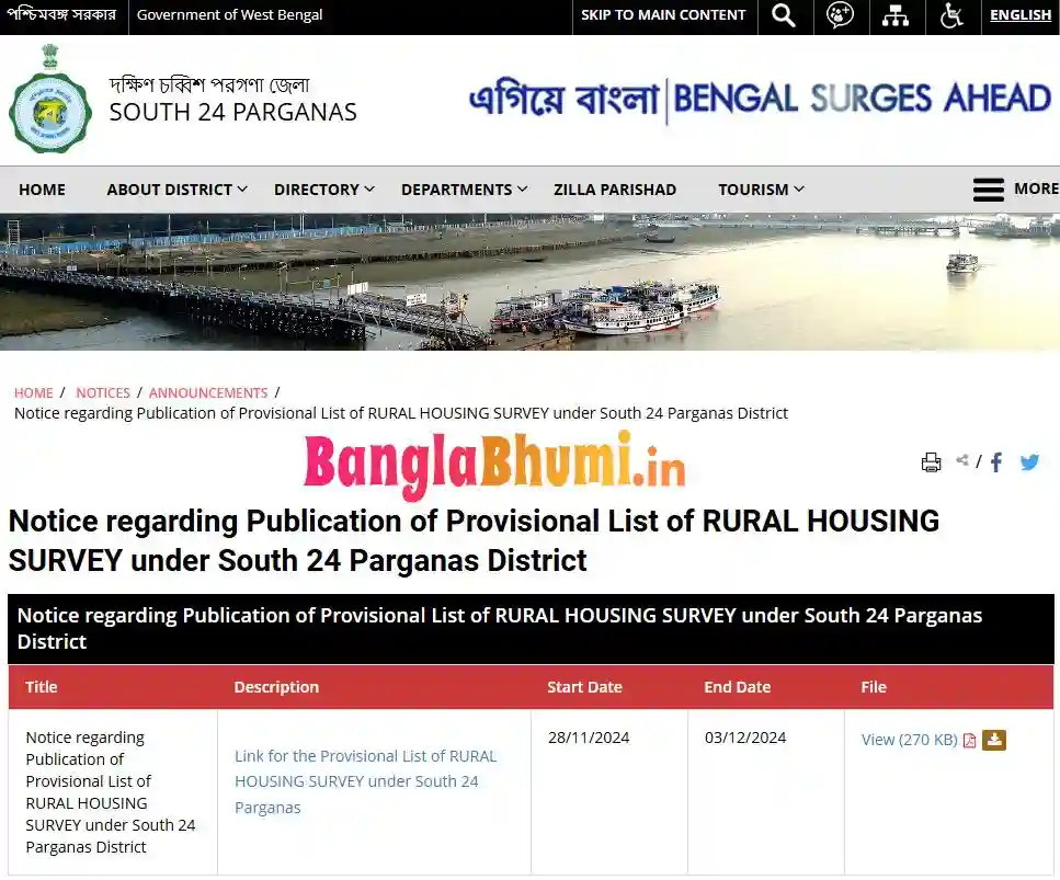 দক্ষিণ 24 পরগনা বাংলার বাড়ির লিস্ট - South 24 Parganas Banglar Bari List